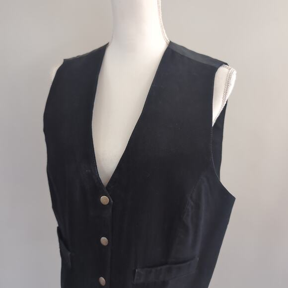 Sarah Morgan Vintage Black Leather Suede Vest Size Large - Picture 8 of 12